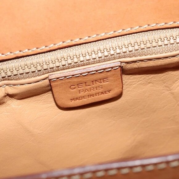 CELINE Macadam Canvas Shoulder Bag PVC Leather Brown Gold - Picture 9 of 16